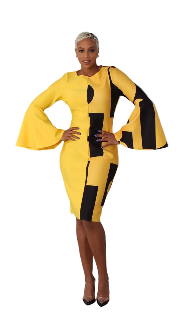Color Block Bell Sleeve Dress - 82062