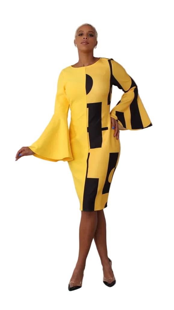 Color Block Bell Sleeve Dress - 82062