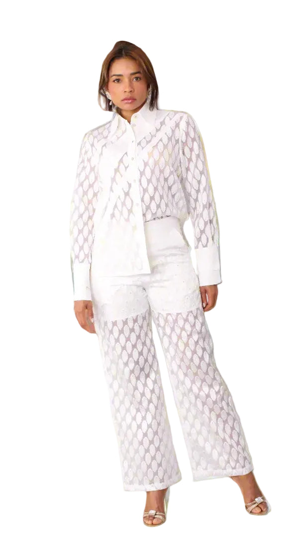 Eyelet Wide-Leg Pants - 82339