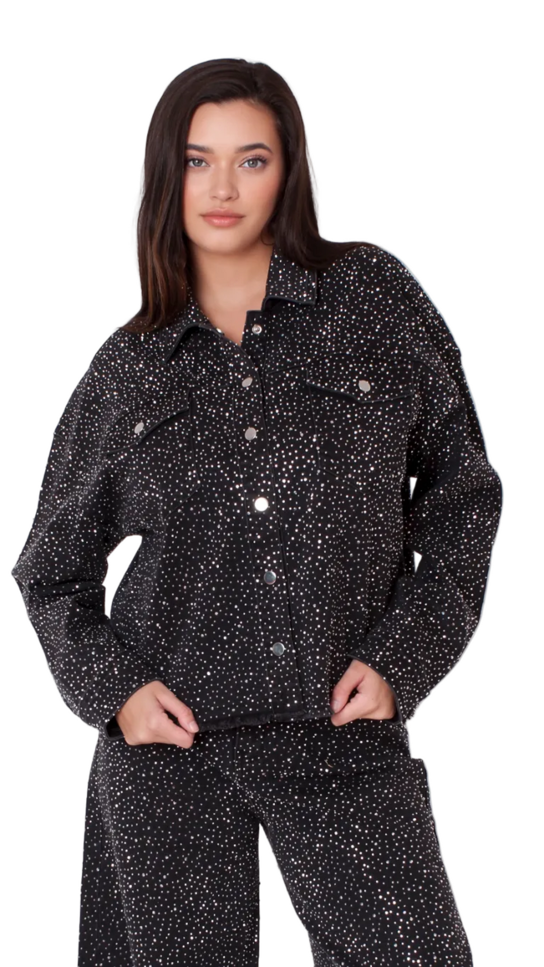 Rhinestone Denim Jacket - 82395