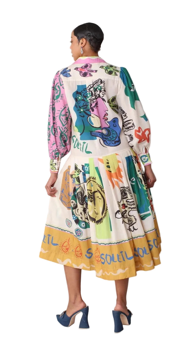 Artistic Print Shirt Dress -82425