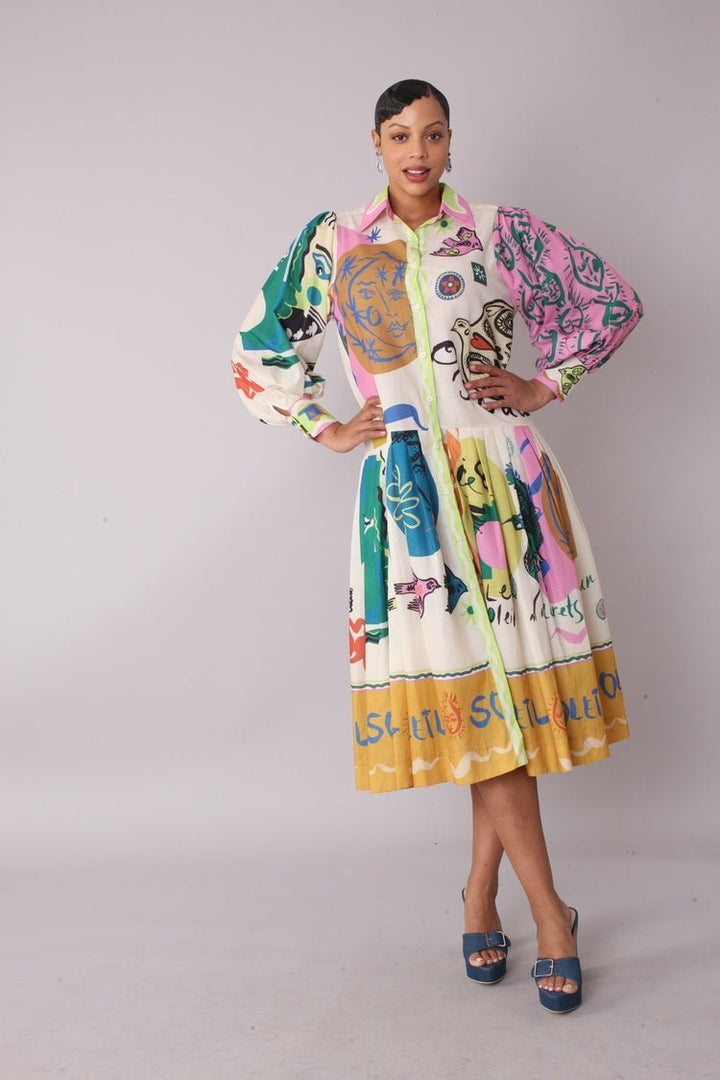 Artistic Print Shirt Dress - 82425 - Especially Yours