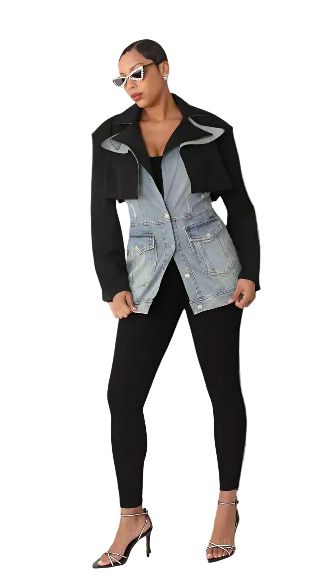 Hybrid Blazer Denim Jacket – Style 82429 | Women’s Chic Jacket