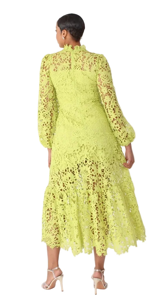 Chartreuse Lace Midi Dress -82434
