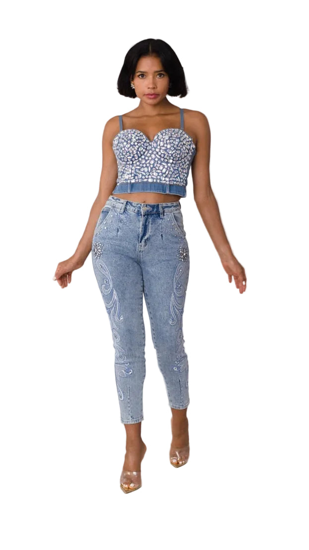 Embroidered Capri Denim -82459