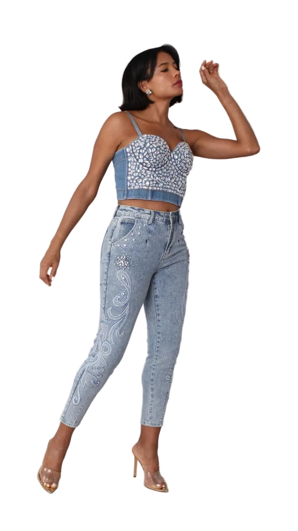 Embroidered Capri Denim -82459