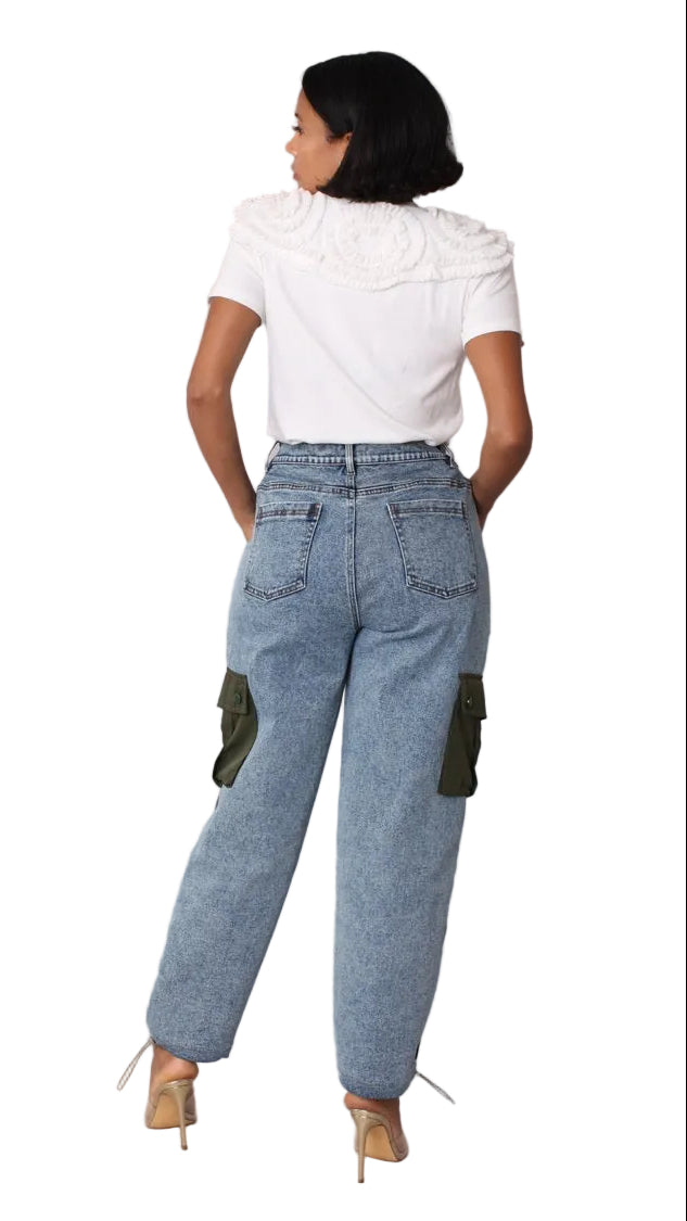 Denim Hybrid Cargo Joggers - 82656