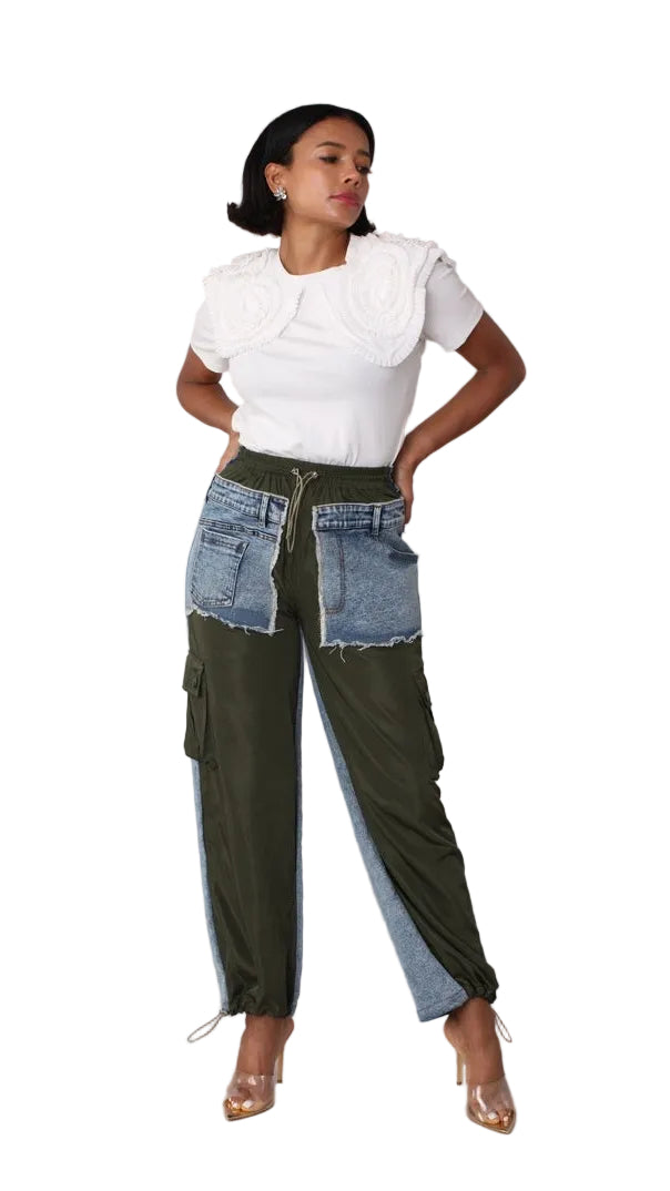 Denim Hybrid Cargo Joggers - 82656