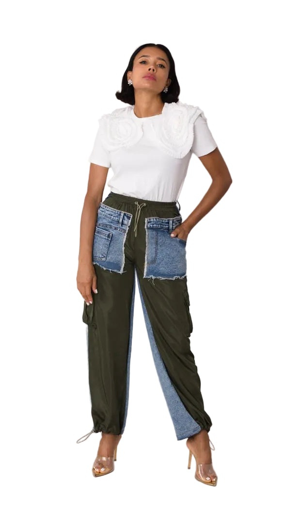 Denim Hybrid Cargo Joggers - 82656