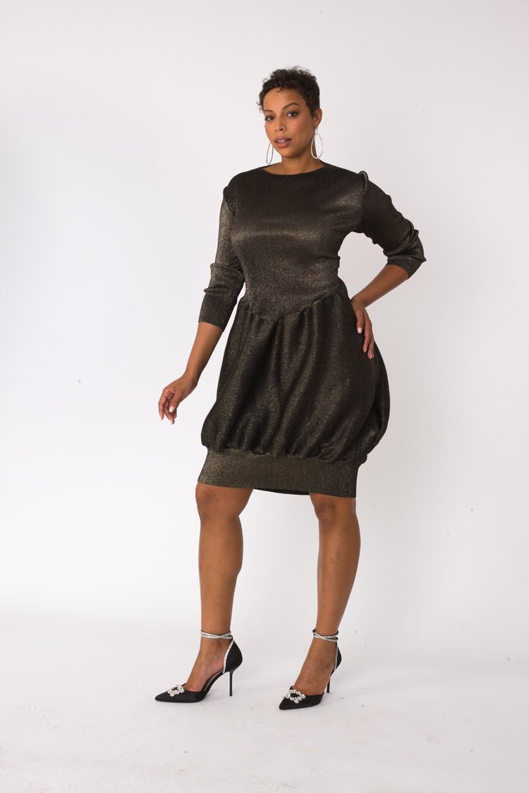 Metallic Bubble Hem Sweater Dress - 82677 - Especially Yours