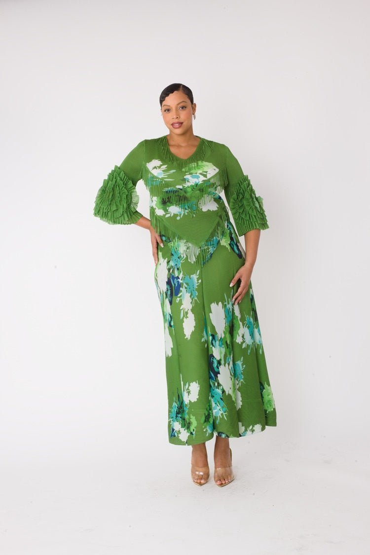 Floral Print Pleated Midi Dress - 82678 - Especially Yours