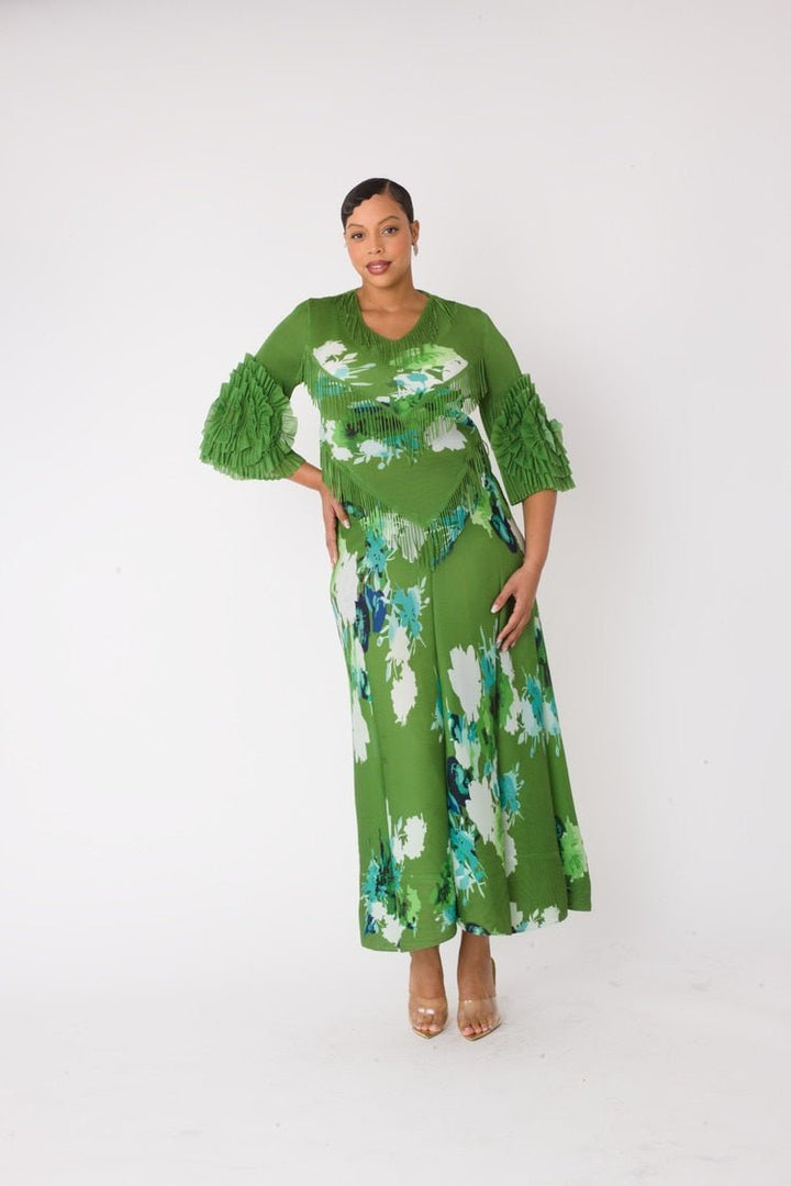 Floral Print Pleated Midi Dress - 82678 - Especially Yours