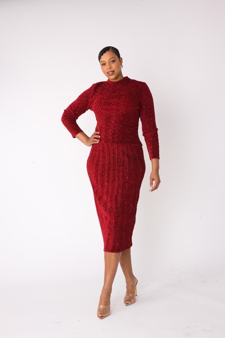 Velvet Midi Skirt Set | 82767 - Especially Yours