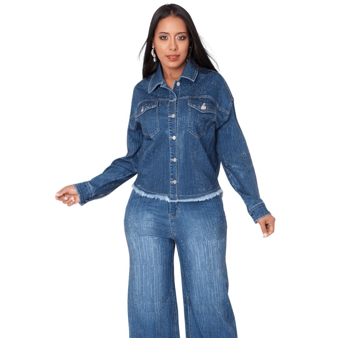 Rhinestone Embellished Denim Jacket - 82978 - Especially Yours