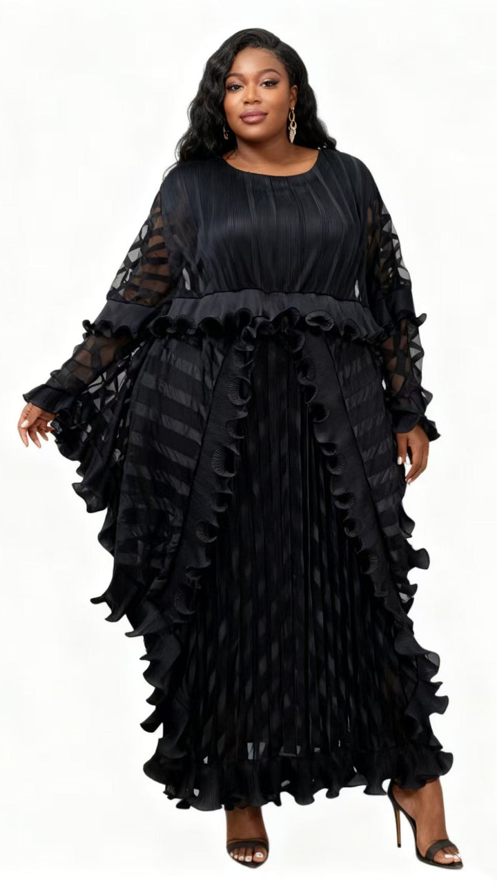 Ethereal Cascade Pleated Maxi Dress - 83024