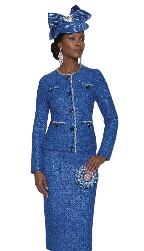 2-Piece Long Sleeve Mid-Length Knit Skirt Suit 840