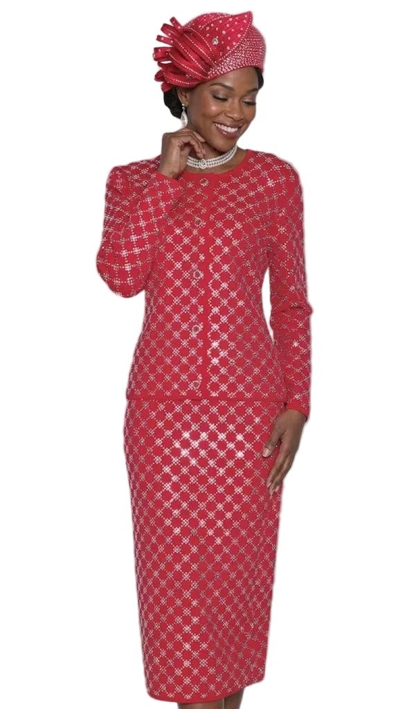 2-Piece Long Sleeve Mid-Length Skirt Suit 853