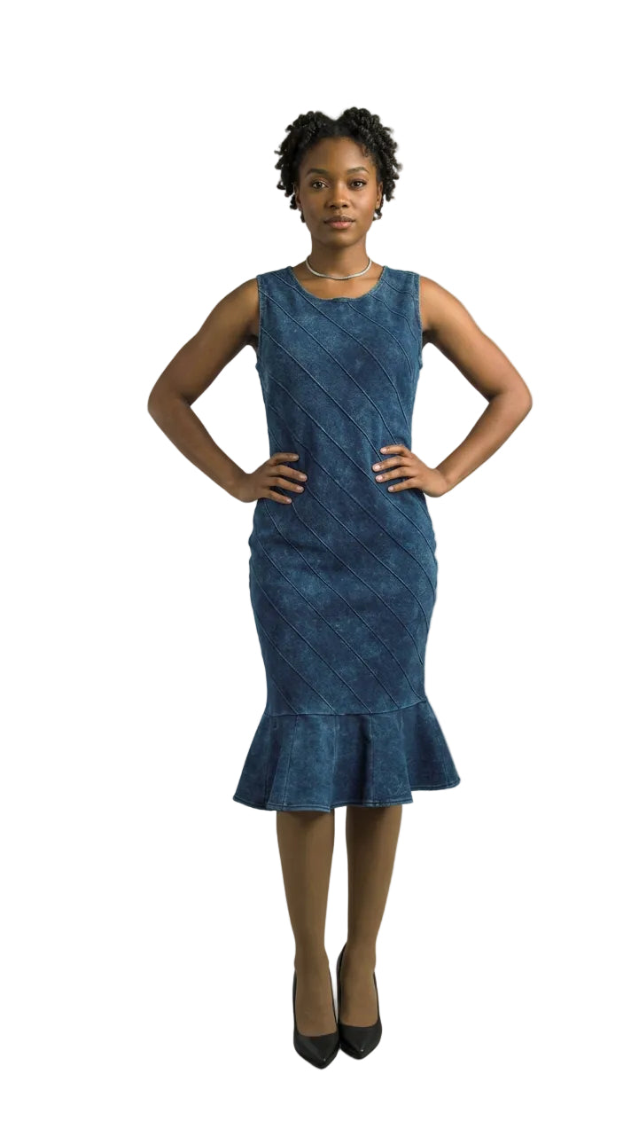 2-Piece Long Sleeve Mid-Length Knit Dress 884