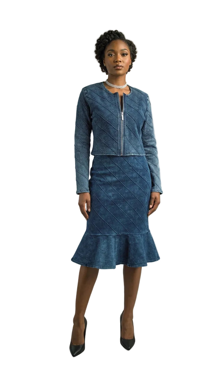 2-Piece Long Sleeve Mid-Length Knit Dress 884