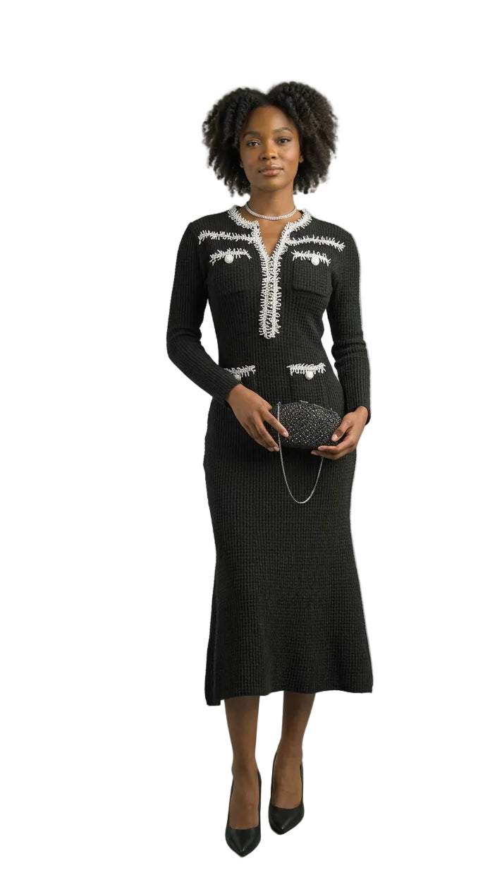 Long Sleeve Mid-Length Knit Dress 890
