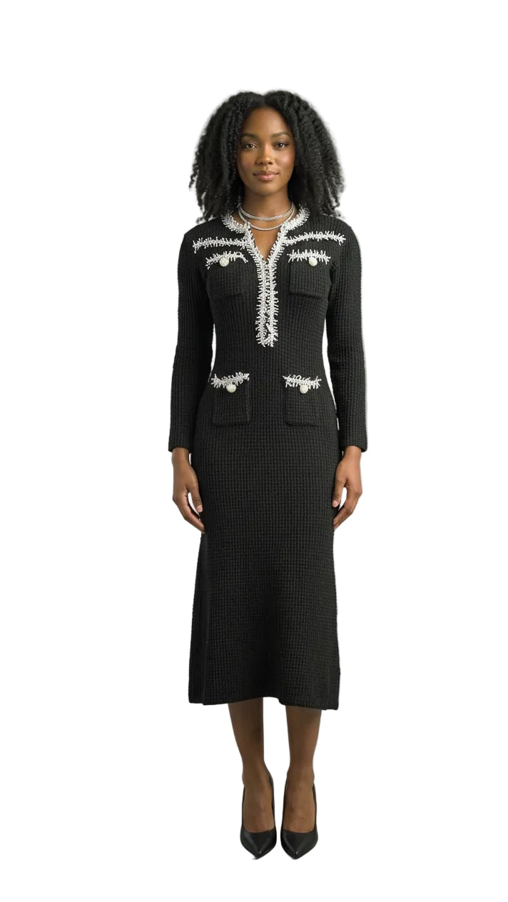 Long Sleeve Mid-Length Knit Dress 890