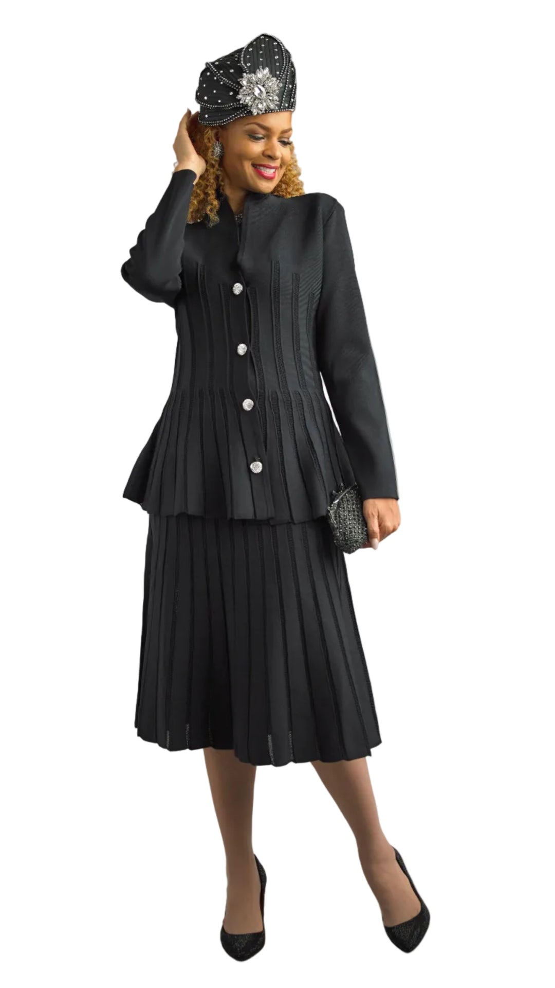 3-Piece Long Sleeve Mid-Length Skirt Suit 892