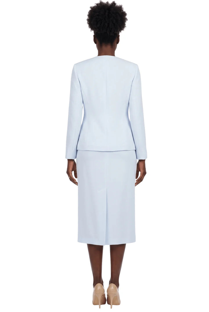 3pc Collarless Clean Lines Detailed Skirt Suit