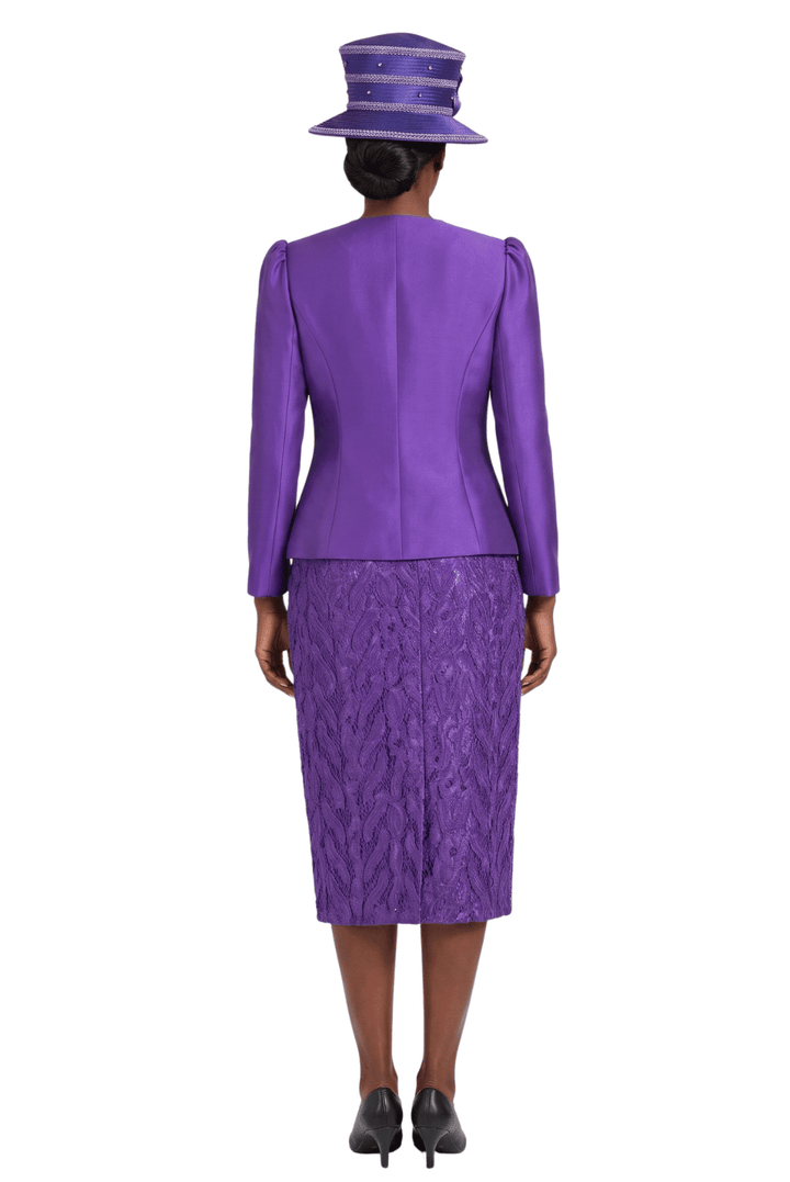 2pc Silky Twill Jkt + Sequined Lace Skirt Suit - Especially Yours