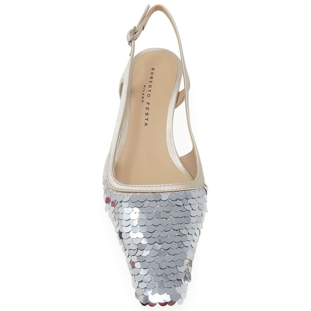 Roberto Festa Silver Sequence Snip Slingback Heel - Especially Yours