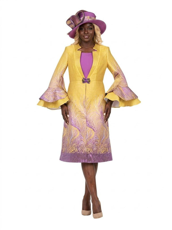 Metallic Ombre 2pc Dress&Long Coat Set - Plus - Especially Yours