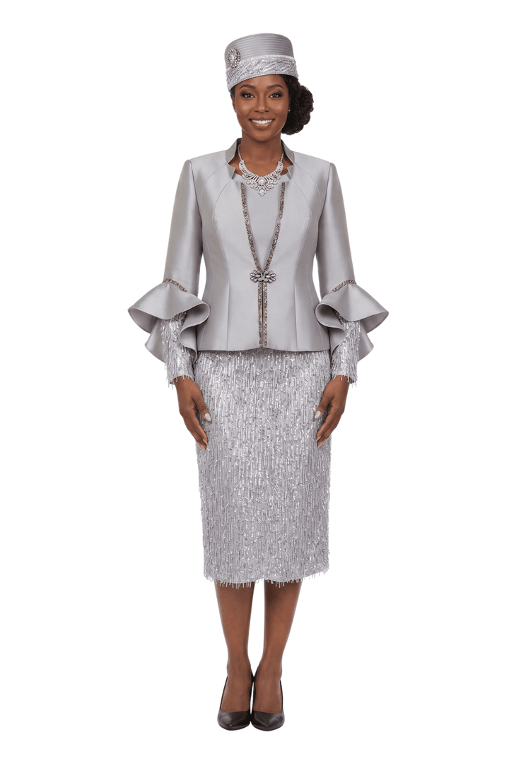 3pc Rfl - Cuff Jkt, Cami&Fringe Skirt Suit - Plus - Especially Yours