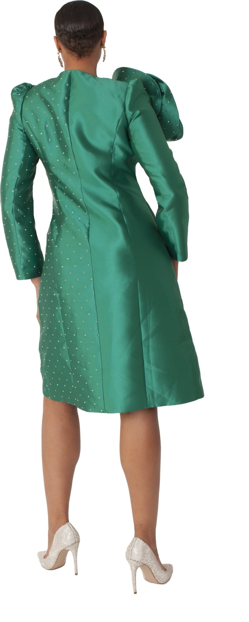 Pearl - Studded Floral Appliqué Coat Dress - 9751 - Especially Yours