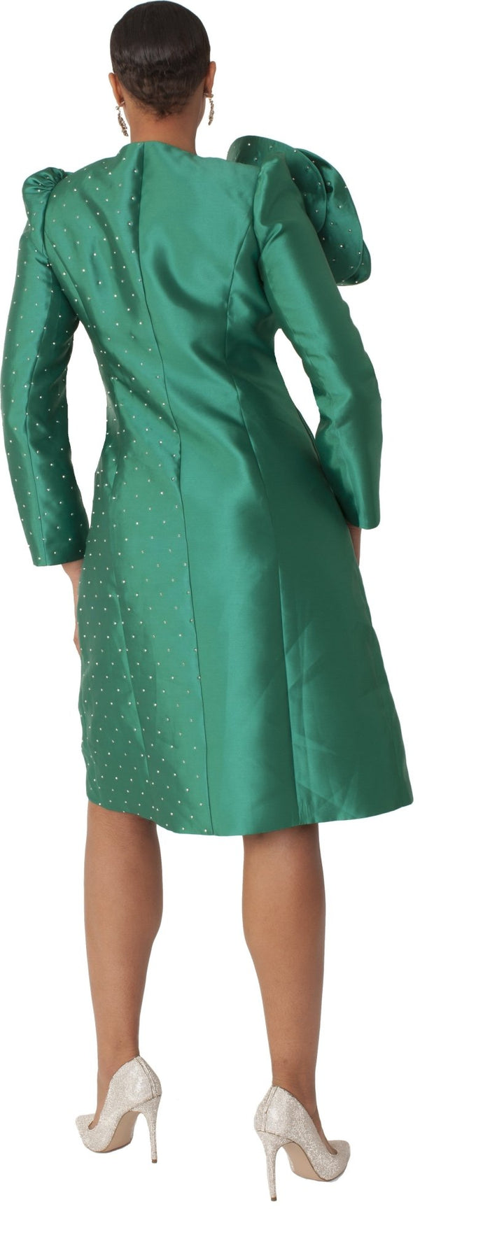 Pearl - Studded Floral Appliqué Coat Dress - 9751 - Especially Yours