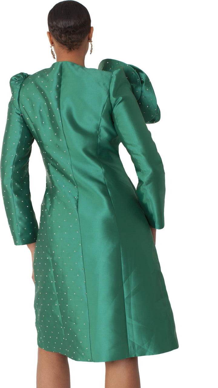 Pearl-Studded Floral Appliqué Coat Dress - 9751