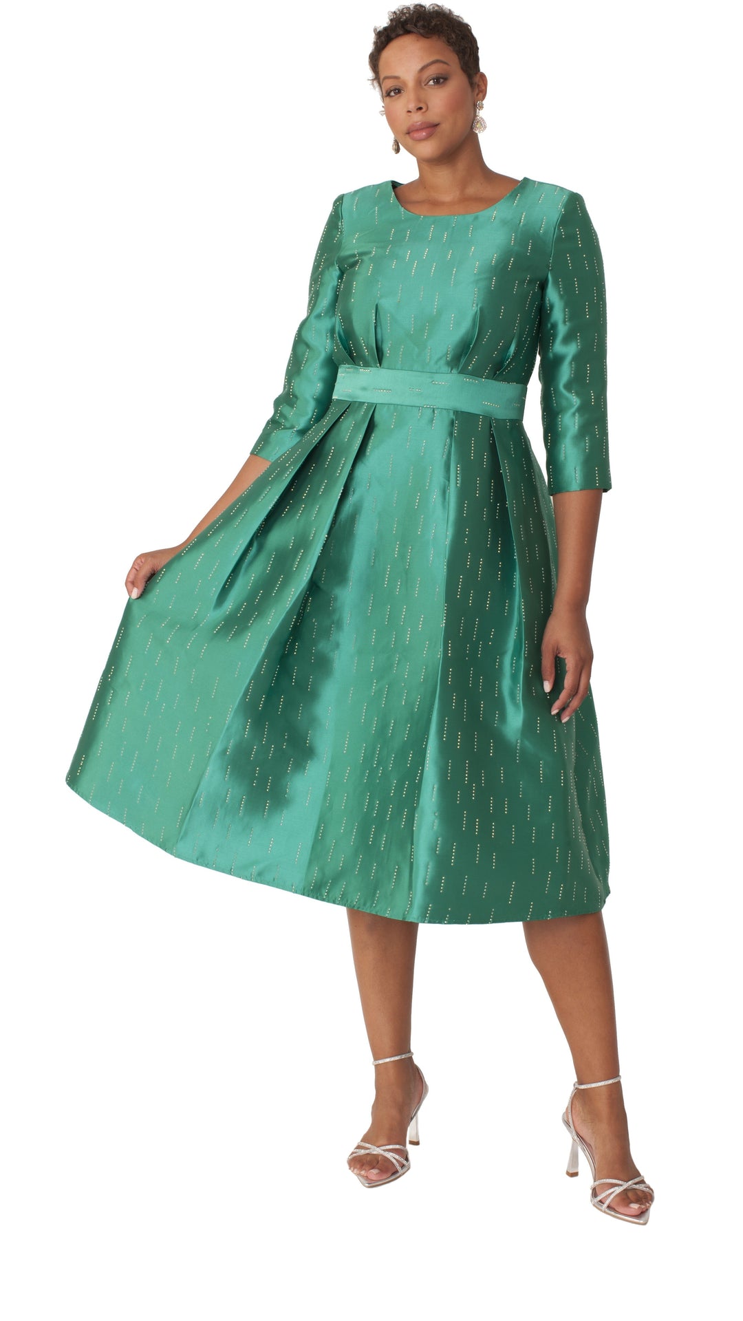 Shimmer A-Line Tea Length Dress - 9763