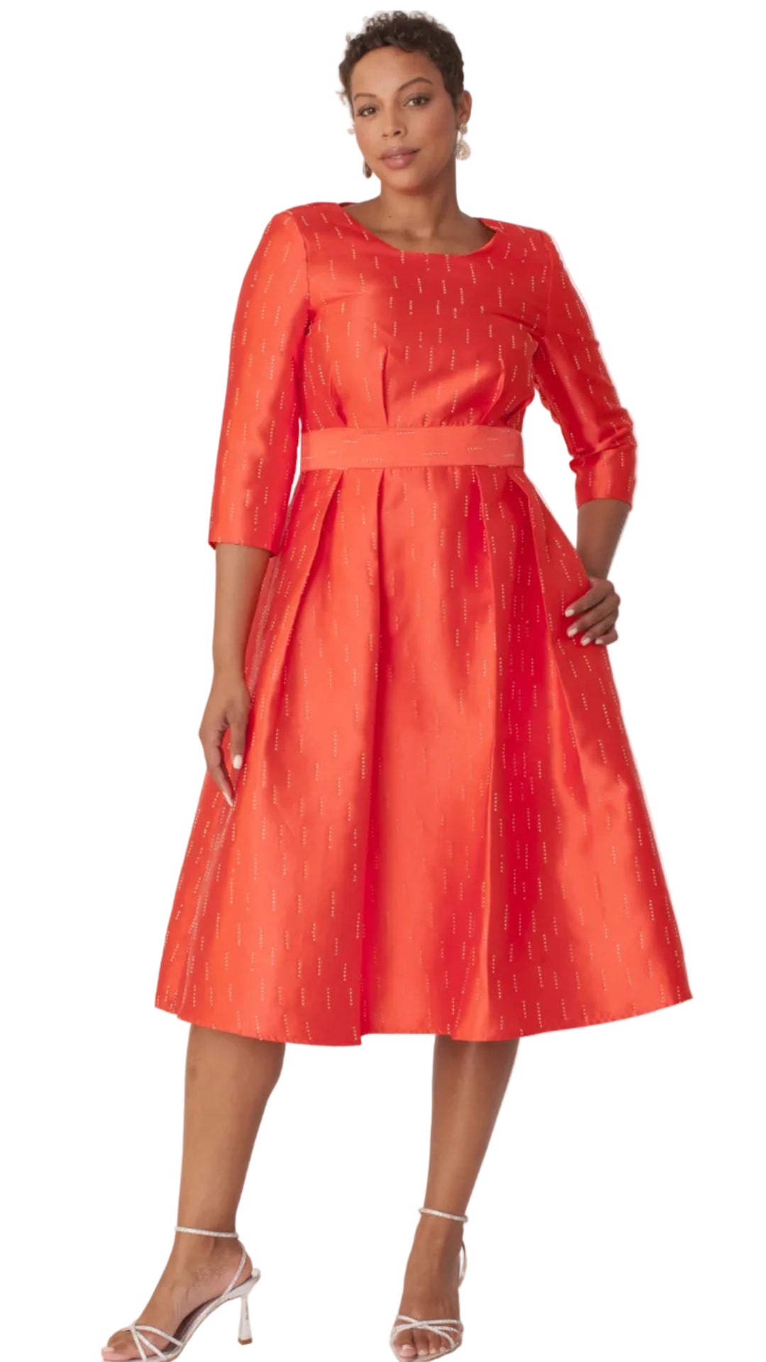 Shimmer A-Line Tea Length Dress - 9763