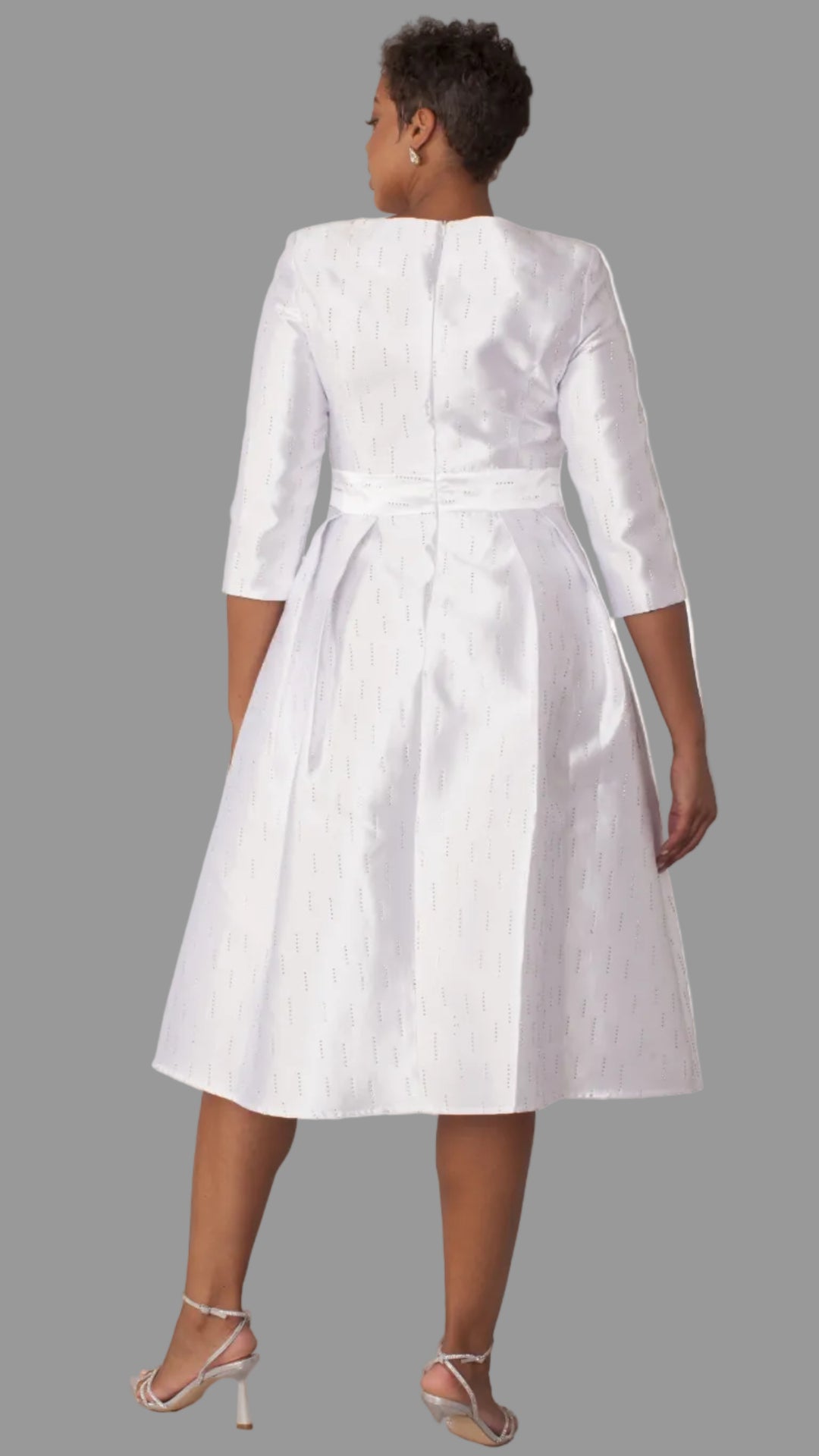 Shimmer A-Line Tea Length Dress - 9763