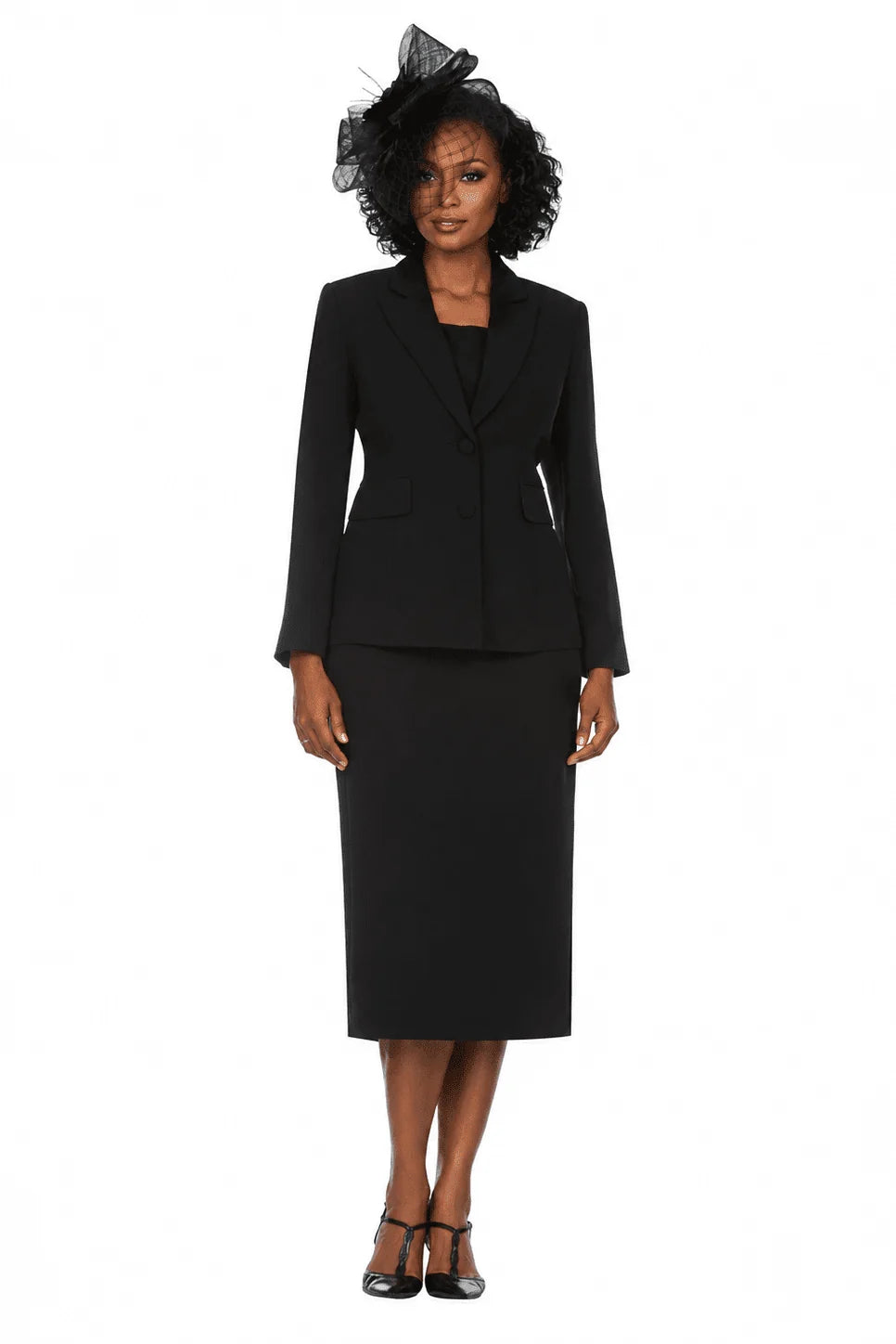 Classic Two-Button Blazer&Midi Skirt Suit-Plus