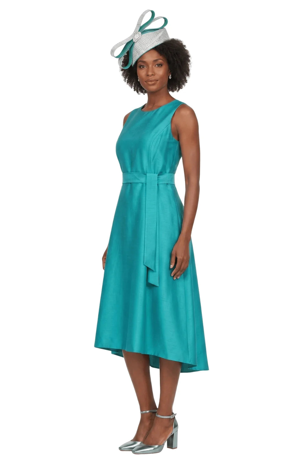 Sleeveless Full Flare Hi-Lo Drs w/ Styling Belt