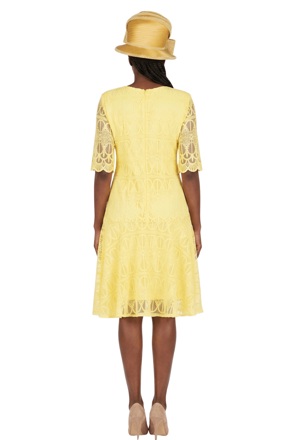 1pc Embroidery Lux Lace Pleated Flare Dress - Especially Yours
