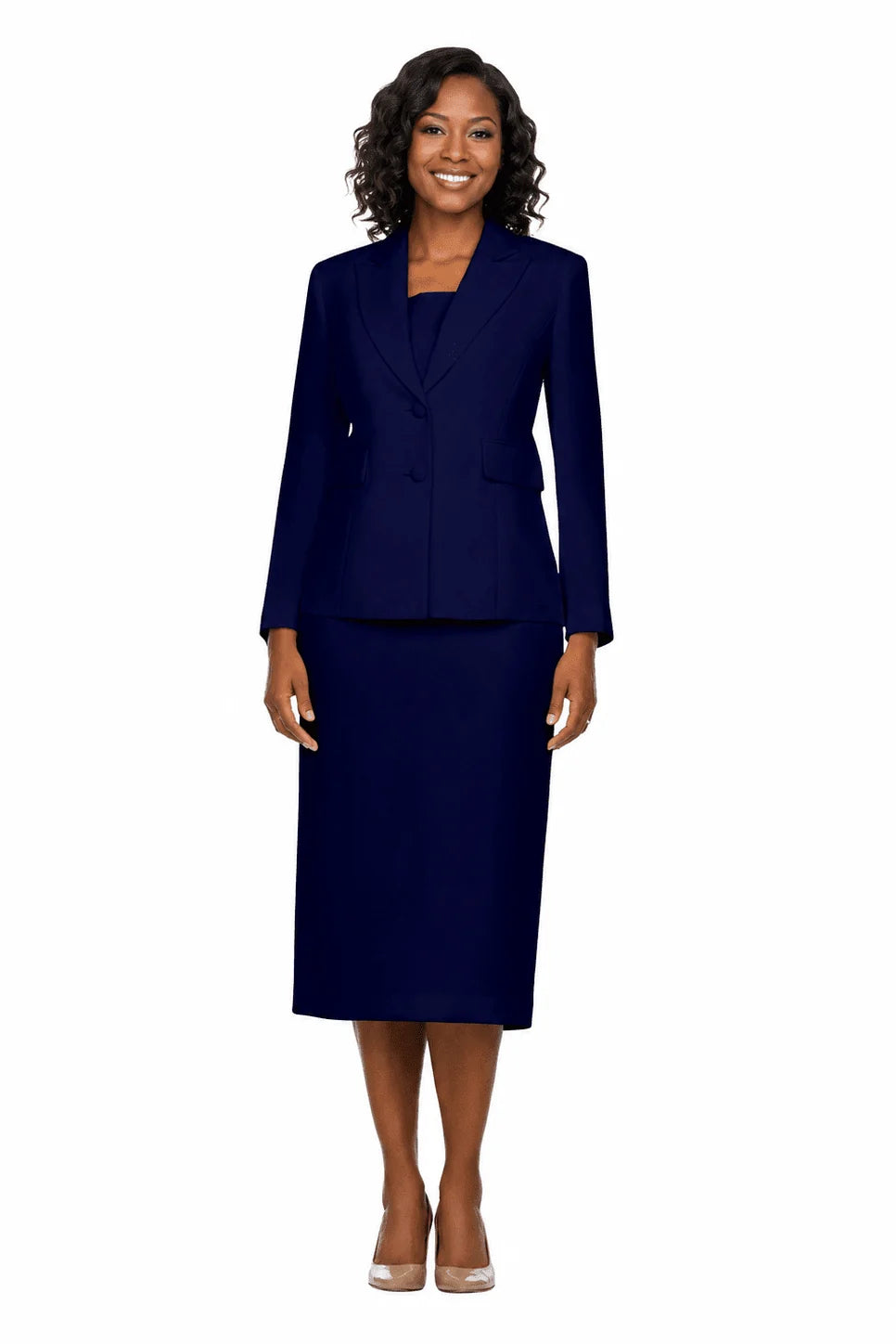 Classic Two-Button Blazer&Midi Skirt Suit-Plus