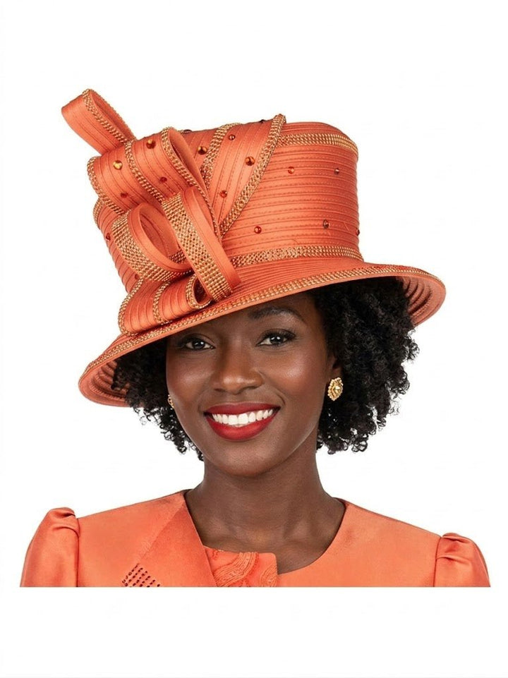 Medium Brim Ribbon Bow Rhinestone Dress Hat - Especially Yours