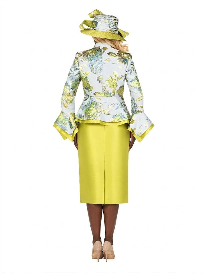 Floral Brocade 3pc Skirt Suit w/ Peplum Jkt - Plus - Especially Yours