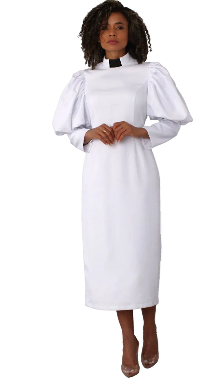 Clergy Dress with Puff Sleeves and Classic Collar- 4813 - Especially Yours