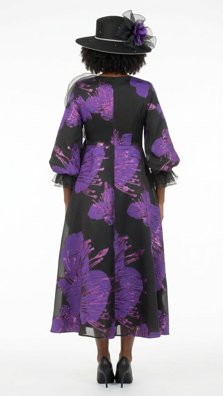 Metallic Brocade A-line Drs w/ Statement Flwr-Plus