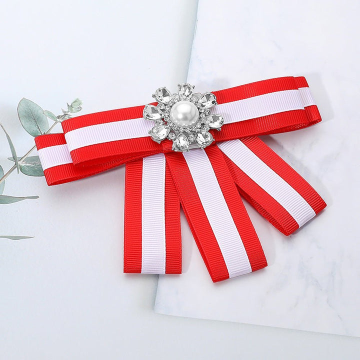 Pearl Cluster Pointed Color Block Bow Brooch / Hair Clip - Especially Yours