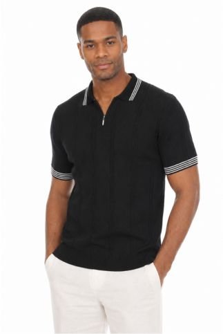 Men's Stylish Premium Knit Textured Polo Shirt with Stripe Accents - Especially Yours