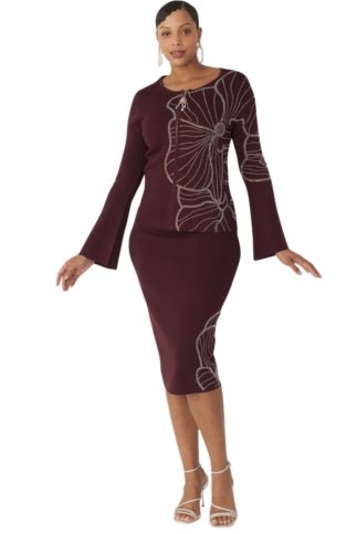 Floral Rhinestone Knit Skirt Set - 5345 - Especially Yours