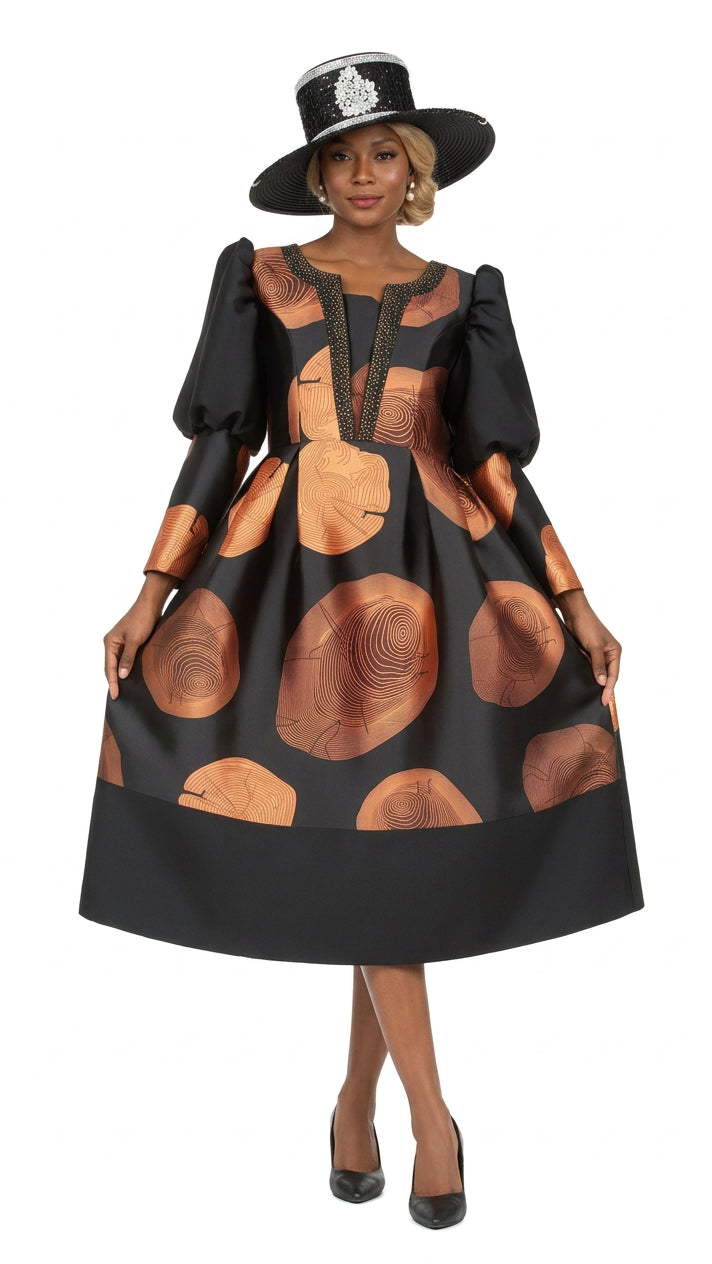 Statement Swirl Print Silky Twill Dress-Plus