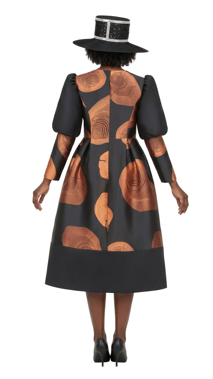 Statement Swirl Print Silky Twill Dress-Plus
